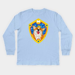 Corgi Stained Glass Kids Long Sleeve T-Shirt